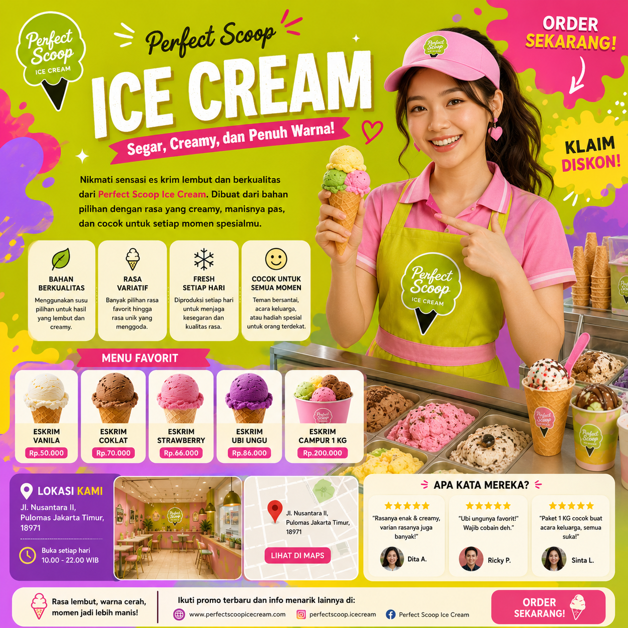 Orang dewasa sedang makan es krim